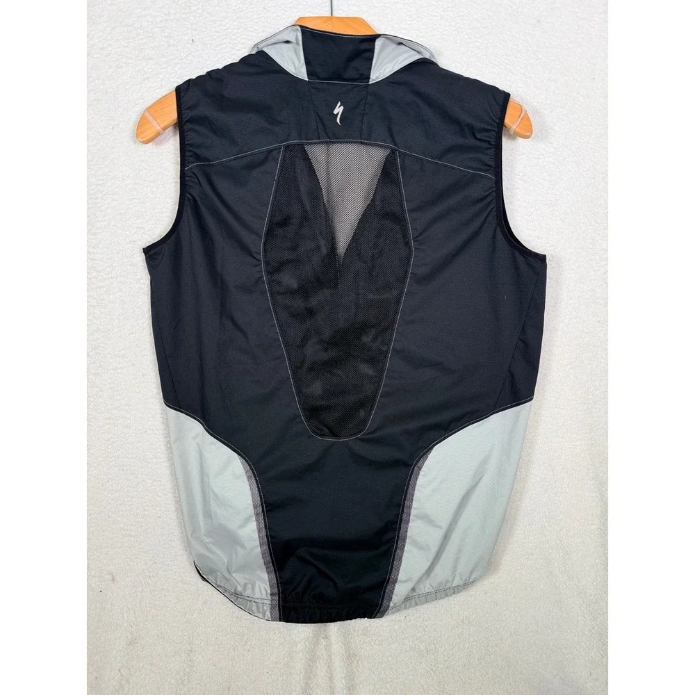 Specialized‎ Cycling Wind Vest Mens Full Zip Mesh Back Bicycle Gilet Black Grey